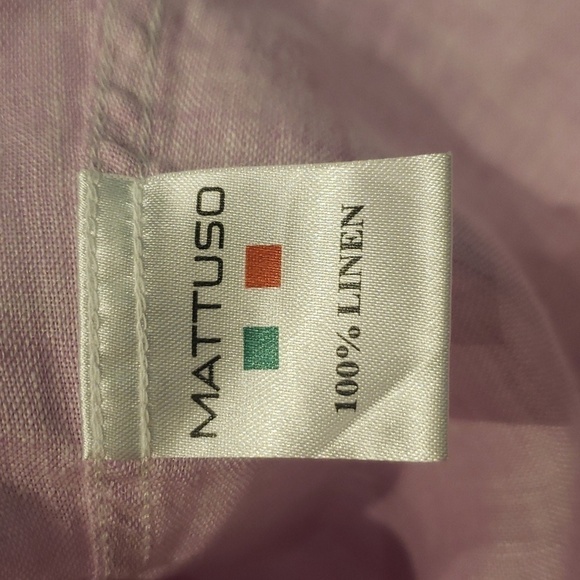 MATTUSO Shirt 100% Linen Violet Long Sleeve Men's Size Large - Picture 4 of 13